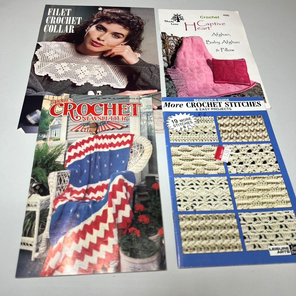 Crochet Pattern Book Lot of 4 Annie's Leisure Arts Shady Lane Leaflet